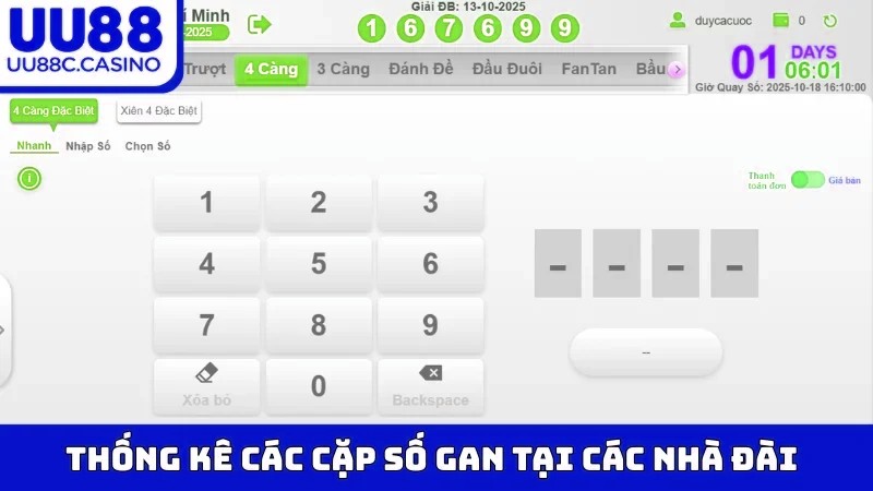 Thống kê các cặp số gan tại các nhà đài